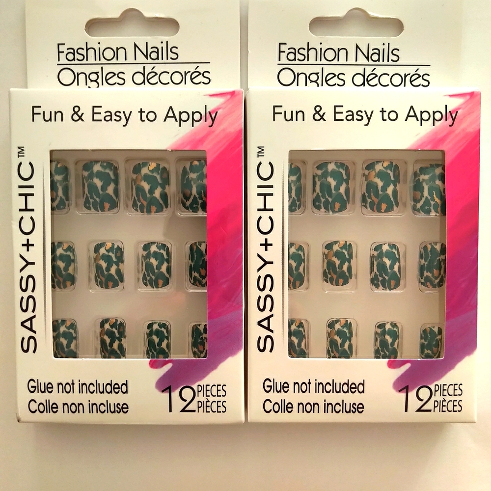 24 pc 2/boxes sassy+chic camo nails press on/glue